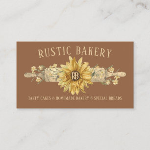 Rolling pin van rustiek bruin hout Sunflower Baker Visitekaartje