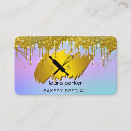 Rolling Pin Whisk Bakkerij Gebak Catering Gold Che Visitekaartje (Voorkant)