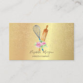 Rolling Pin Whisk Roos Gold Confetti Bakery Visitekaartje (Voorkant)