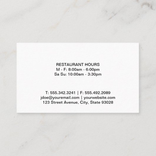 Rolling Pin (witte) variatie | Chef-kok Visitekaartje (Achterkant)