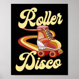 Rolling schaatsen met rolschijf Disco 1970S Retro Poster