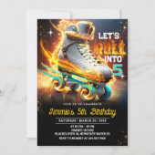 Rolling Skate Fire Verjaardagsfeest Uitnodiging (Voorkant)