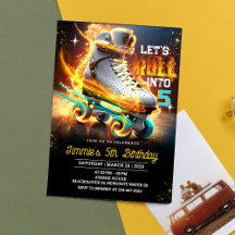 Rolling Skate Fire Verjaardagsfeest Uitnodiging