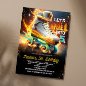 Rolling Skate Fire Verjaardagsfeest Uitnodiging
