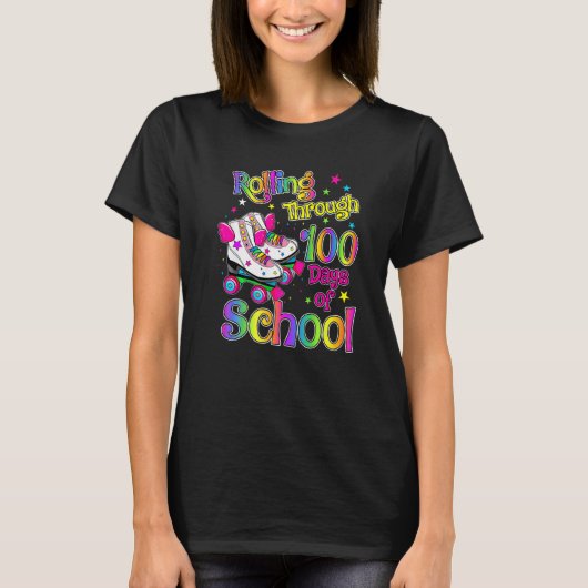 Rolling Through 100 Days Of School Roller Skater S T-shirt (Voorkant)