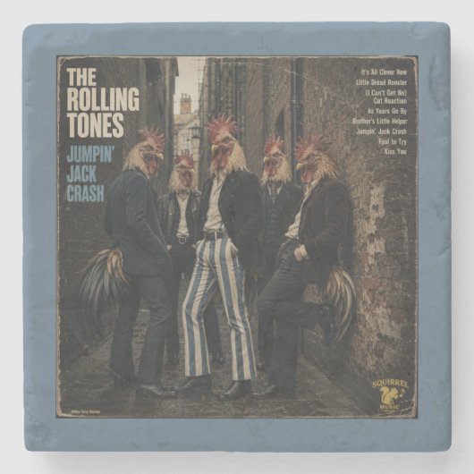 Rolling Tones: een Parodie Stenen Onderzetter (Voorkant)