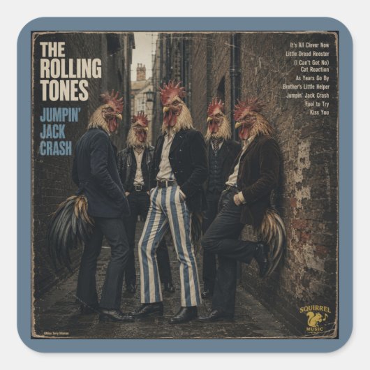 Rolling Tones: een Parodie Vierkante Sticker (Voorkant)