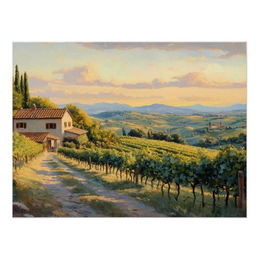 Rolling Vineyard in Toscane Perfect Poster (Voorkant)