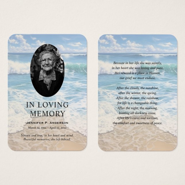 Rolling Waves Beach Memorial Gebeds Fotokaarten Visitekaartje (Voorkant /achterkant)