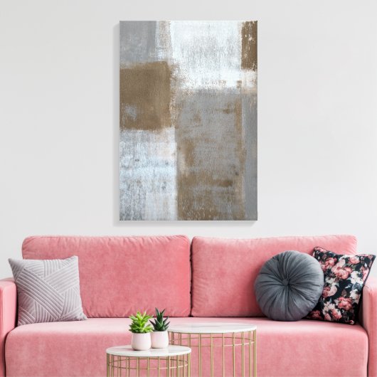 'Rolling With It' Grijze en bruine Abstracte kunst Canvas Afdruk (Insitu (Woonkamer))