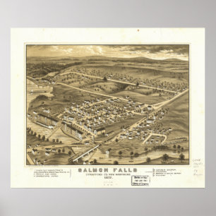 Rollinsford New Hampshire 1877 Antiek Panorama Poster