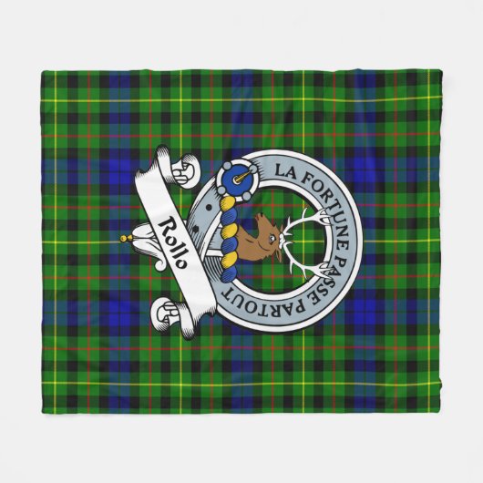Rollo Clan Badge Tartan Pset Fleece Deken (Voorkant (Horizontaal))