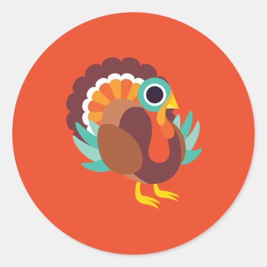 Rollo the Turkey Ronde Sticker (Voorkant)