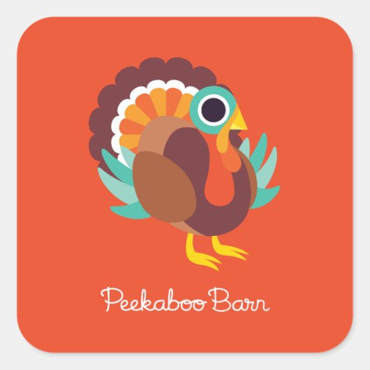 Rollo the Turkey Vierkante Sticker (Voorkant)