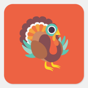 Rollo the Turkey Vierkante Sticker