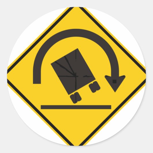 Rollover Hazard Highway Sign Ronde Sticker (Voorkant)