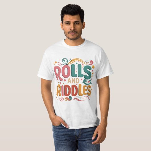 Rolls and Riddles: Ontrafel het mysterie in stijl T-shirt (Voorkant volledig)