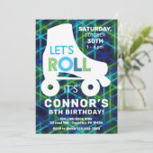 Rollschaatsen Glow Neon Birthday Party Kaart (Staand voorkant)