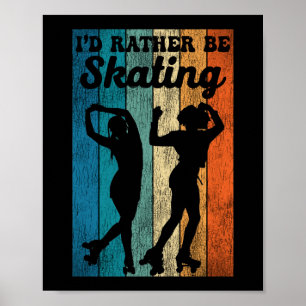 Rollschaatsen, ik zou liever de 1970s-retrocessie poster