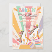 Rollschaatsen Schaats met roovy Birthday Party Kaart (Voorkant)