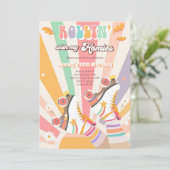 Rollschaatsen Schaats met roovy Birthday Party Kaart (Staand voorkant)