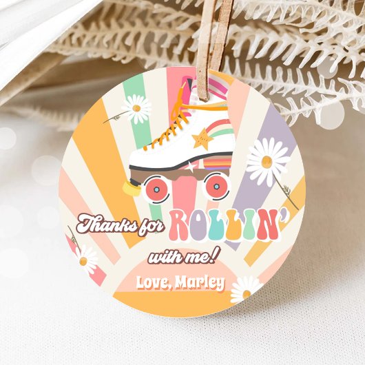 Rollschaatsen Schaats met vogelretro Rollin-Bedank Bedankjes Labels