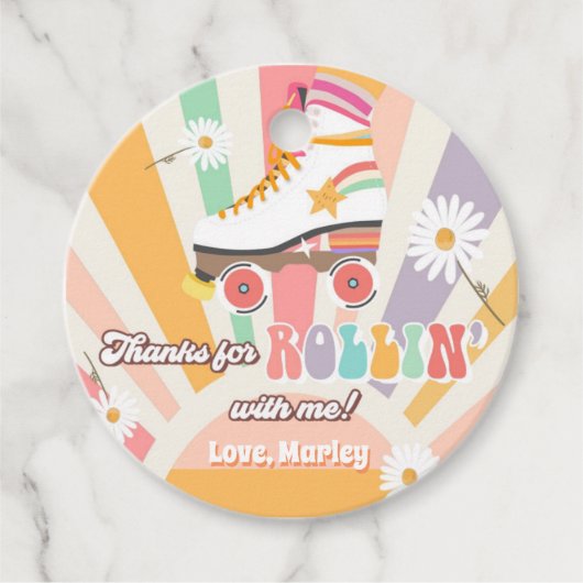 Rollschaatsen Schaats met vogelretro Rollin-Bedank Bedankjes Labels (Voorkant)