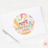 Rollschaatsen Schaats met vogelretro Rollin-Bedank Ronde Sticker (Envelop)