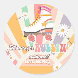 Rollschaatsen Schaats met vogelretro Rollin-Bedank Ronde Sticker