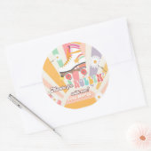 Rollschaatsen Schaats met vogelretro Rollin-Bedank Ronde Sticker (Envelop)