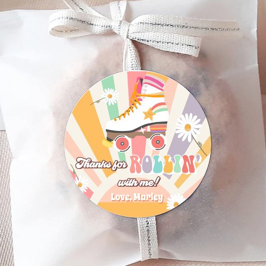 Rollschaatsen Schaats met vogelretro Rollin-Bedank Ronde Sticker