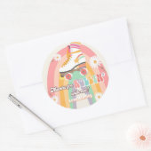 Rollschaatsen Schaats met vogelretro Rollin-Bedank Ronde Sticker (Envelop)