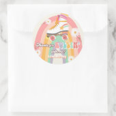 Rollschaatsen Schaats met vogelretro Rollin-Bedank Ronde Sticker (Tas)