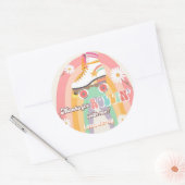 Rollschaatsen Schaats met vogelretro Rollin-Bedank Ronde Sticker (Envelop)