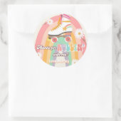 Rollschaatsen Schaats met vogelretro Rollin-Bedank Ronde Sticker (Tas)