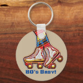 Rollschaatsen van 80 jaar sleutelhanger (Voorkant)
