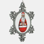 Rolly polly Santa Claus Tin Sneeuwvlok Ornament (Links)