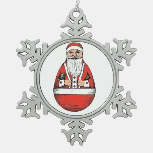 Rolly polly Santa Claus Tin Sneeuwvlok Ornament (Voorkant)