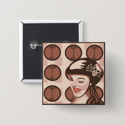 rolmeisje vierkante button 5,1 cm (Voorkant /achterkant)