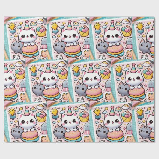 rolo de papel de presente com estampa gatinho cadeaupapier (Vlak)