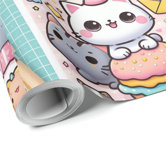 rolo de papel de presente com estampa gatinho cadeaupapier (Rol Hoek)