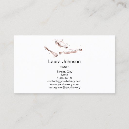 rolpen en whiskycupcake bakkerij bleekroze visitekaartje (Achterkant)