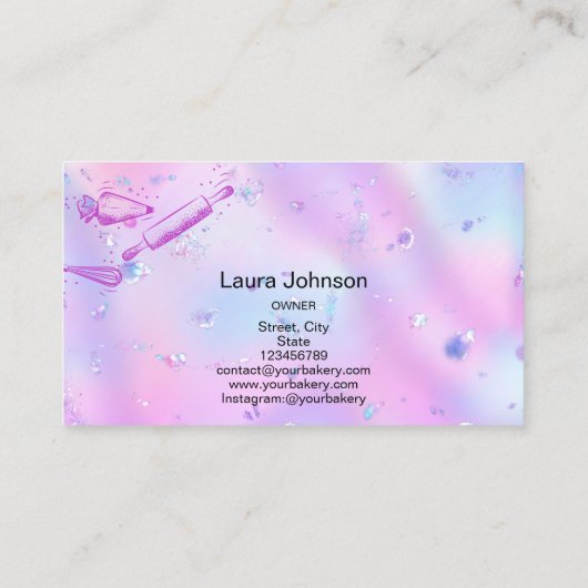 rolpen en whiskycupcake Bakkerij Iridescent Visitekaartje (Achterkant)