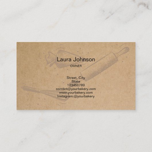 rolpen en whiskycupcake Bakkerpapier Visitekaartje (Achterkant)