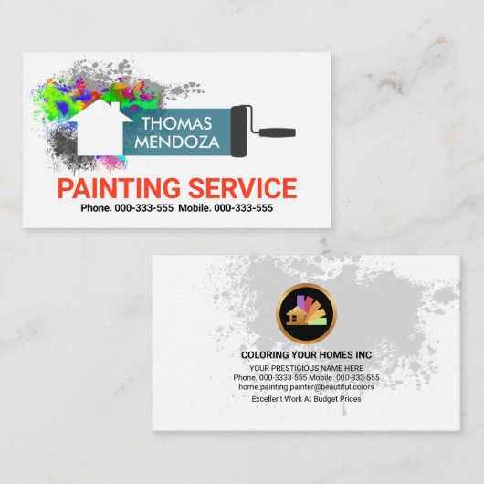 Rolpenseel met wandgraffiti visitekaartje (Voorkant / Achterkant)