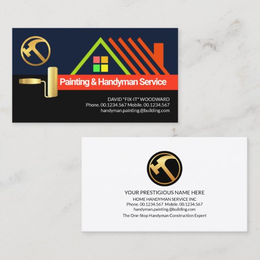 Rolpenseel Schilderen Creatief Rooftop Visitekaartje (Voorkant / Achterkant)