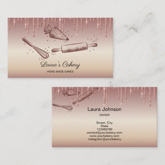 Rolpin & whiskycupcake Bakkersdrift Goud Visitekaartje (Voorkant / Achterkant)