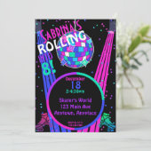 Rolschaatsbaan DJ Dance Party Uitnodiging (Staand voorkant)