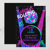 Rolschaatsbaan DJ Dance Party Uitnodiging (Voorkant / Achterkant)