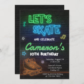 Rolschaatsbaan Neon Verjaardagsfeest Kaart (Voorkant / Achterkant)